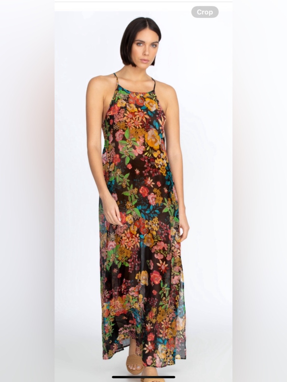 Johnny Was 👗Floral Spaghetti-Strap Maxi Dress - Black Multi